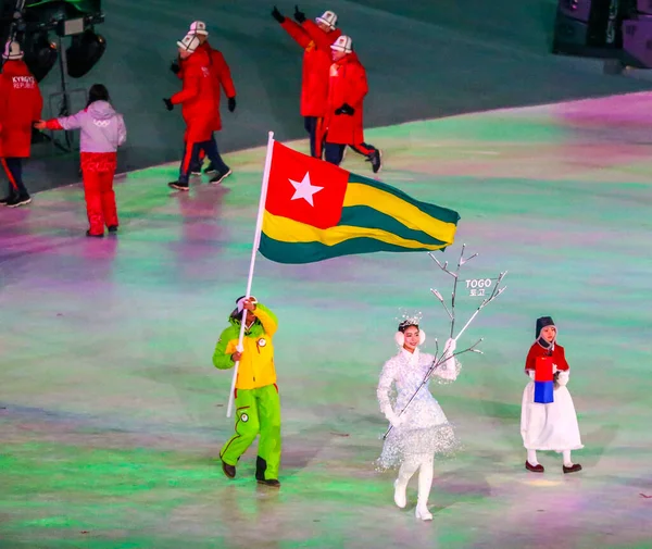 Pyeongchang Coreia Sul Fevereiro 2018 Equipe Olímpica Togo Marchou Para — Fotografia de Stock