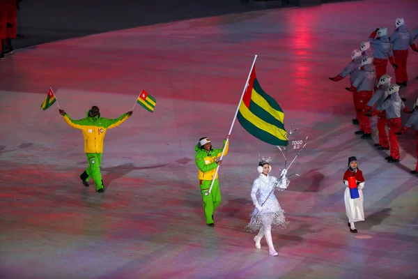 Pyeongchang Jižní Korea February 2018 Olympijský Tým Togo Vstoupil Slavnostní — Stock fotografie