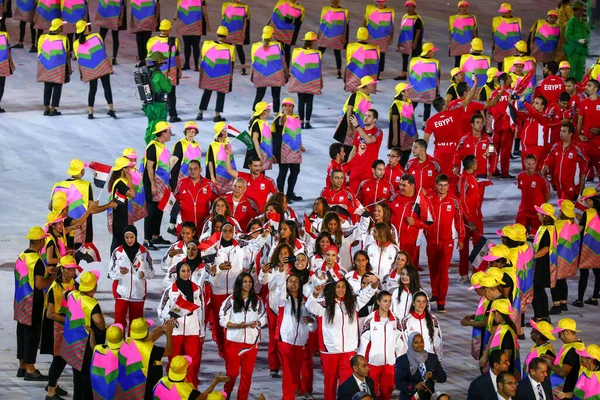 Rio Janeiro Brazil 2016年8月5日 埃及奥林匹克代表队参加了在里约热内卢马拉卡纳体育场举行的2016年里约奥运会开幕式 — 图库照片