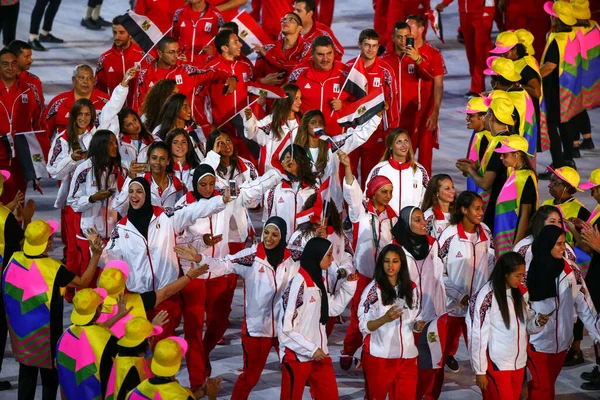 Rio Janeiro Brazil 2016年8月5日 埃及奥林匹克代表队参加了在里约热内卢马拉卡纳体育场举行的2016年里约奥运会开幕式 — 图库照片