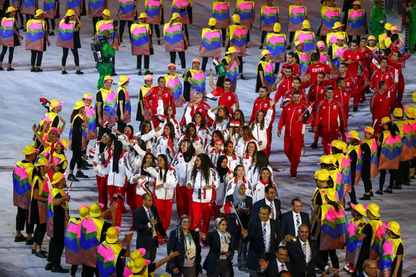 Rio Janeiro Brazil Srpna 2016 Olympijský Tým Egypt Pochodoval Zahajovací — Stock fotografie