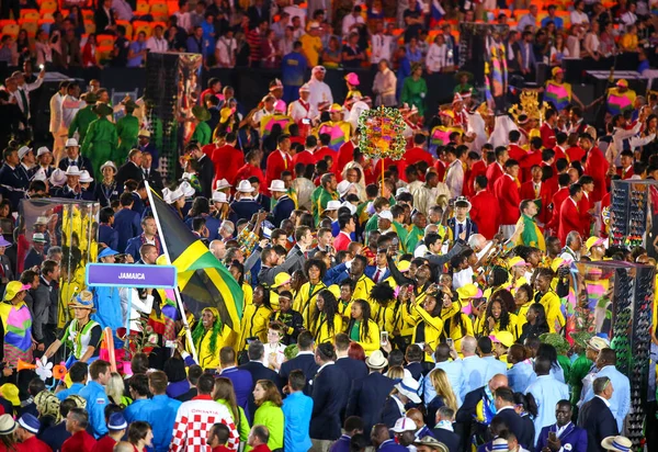 Rio Janeiro Brazil Sierpnia 2016 Drużyna Olimpijska Jamajka Maszerowała Ceremonię — Zdjęcie stockowe