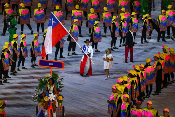 Rio Janeiro Brazil Srpna 2016 Olympijský Tým Chile Pochodoval Zahajovací — Stock fotografie