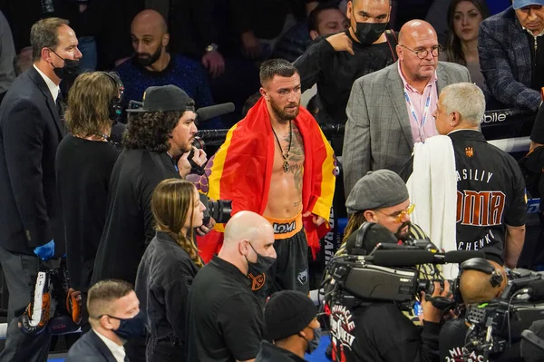 New York December 2021 Vasiliy Lomachenko Van Oekraïne Viert Overwinning — Stockfoto