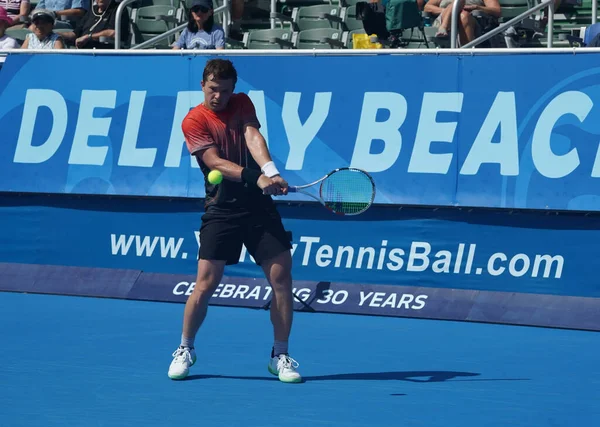 Delray Beach Florida Februari 2022 Professionele Tennisser Stefan Kozlov Uit — Stockfoto