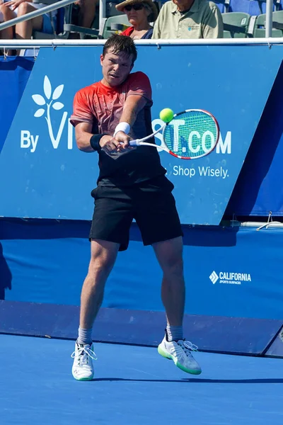 デレイビーチ フロリダ州 2022年2月18日 プロテニス選手ステファン コズロフが2022年デレイビーチオープントーナメントで準々決勝で活躍 — ストック写真