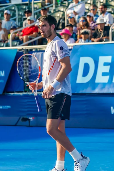 Delray Beach Florida Fevereiro 2022 Tenista Profissional Cameron Norrie Grã — Fotografia de Stock