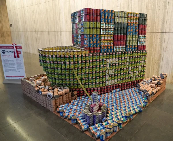 New York November 2021 Voedselsculptuur Gepresenteerd Jaarlijkse Nyc Canstruction Wedstrijd — Stockfoto