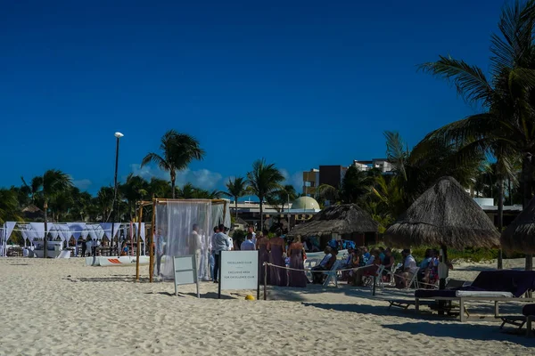 Канкун Мексика Июля 2021 Года Свадебная Церемония Пляже Курорта Finest — стоковое фото