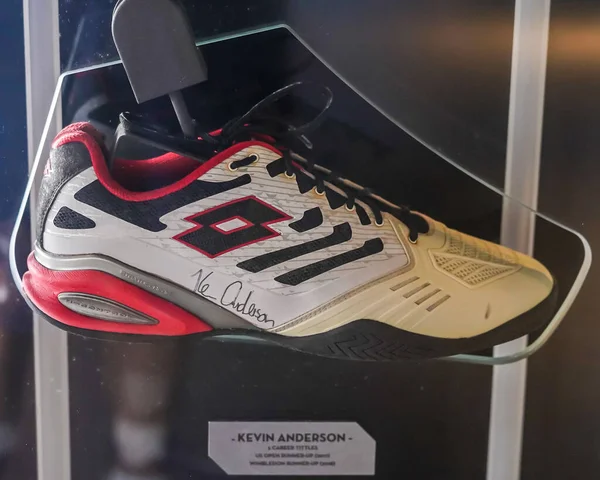 Isla Mujeres Mexico September 2021 Kevin Andersons Autographed Tennis Shoes — 스톡 사진