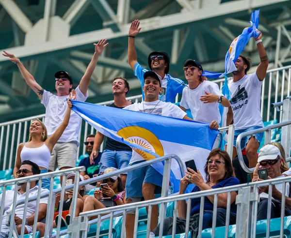 Miami Gardens Florida Března 2022 Argentinští Tenisoví Fanoušci Podporují Francisca — Stock fotografie