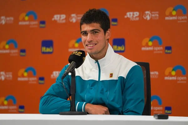 Miami Gardens Florida April 2022 Tennisser Carlos Alcaraz Uit Spanje — Stockfoto