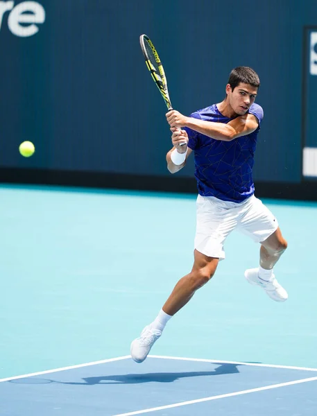 Miami Gardens Floride Avril 2022 Joueur Tennis Professionnel Carlos Alcaraz — Photo