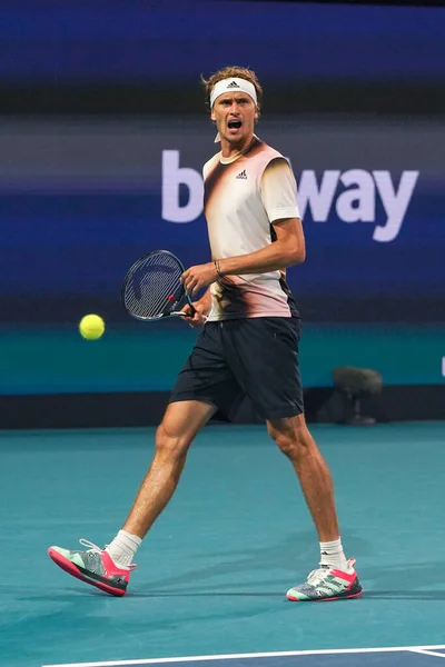 Miami Gardens Florida März 2022 Der Deutsche Tennisprofi Alexander Zverev — Stockfoto