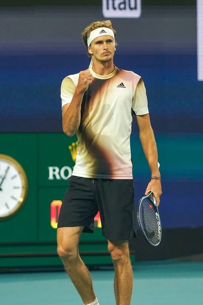 Miami Gardens Florida März 2022 Der Deutsche Tennisprofi Alexander Zverev — Stockfoto