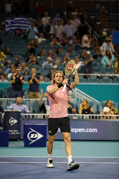 Miami Gardens Florida März 2022 Der Griechische Tennisprofi Stefanos Tsitsipas — Stockfoto