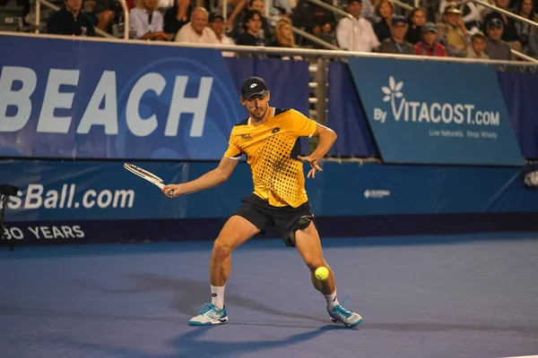 DELRAY BEACH, FLORIDA - 19 Şubat 2022: Florida 'da düzenlenen 2022 Delray Beach Open turnuvasında Avustralyalı profesyonel tenisçi John Millman