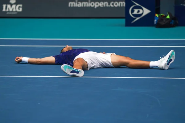 Miami Gardens Florida Abril 2022 Campeão Miami Open 2022 Carlos — Fotografia de Stock