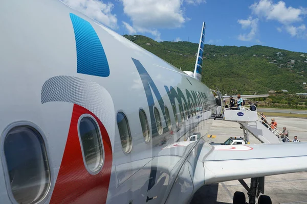 Thomas Virgin Islands April 2022 American Airlines Airbus 319 Tarmac — Stock Photo, Image