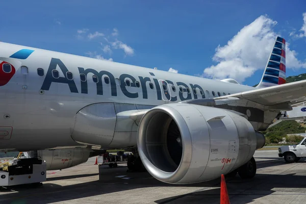 Thomas Virgin Islands April 2022 American Airlines Airbus 319 Tarmac — Zdjęcie stockowe