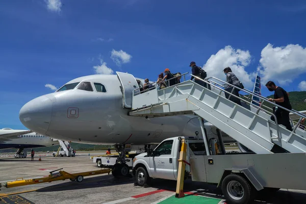 Thomas Virgin Islands April 2022 American Airlines Airbus 319 Tarmac — Zdjęcie stockowe