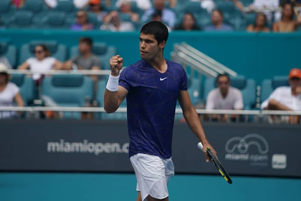 Miami Gardens Florida April 2022 Professionele Tennisser Carlos Alcaraz Uit — Stockfoto