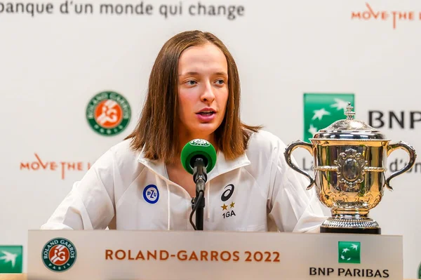Paris França Junho 2022 Roland Garros 2022 Campeã Iga Swituber — Fotografia de Stock