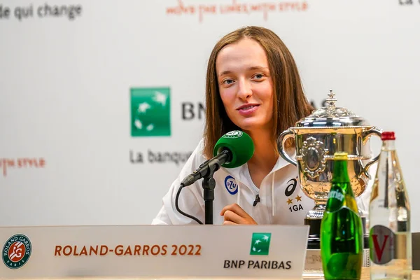 Paris France June 2022 Roland Garros 2022 Champion Iga Swiatek — Stock Photo, Image