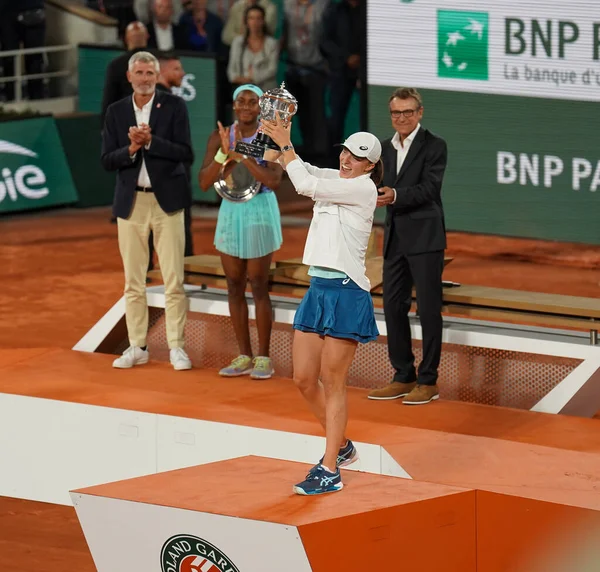 Paris Frankrike Juni 2022 Roland Garros 2022 Champion Iga Swiatek — Stockfoto