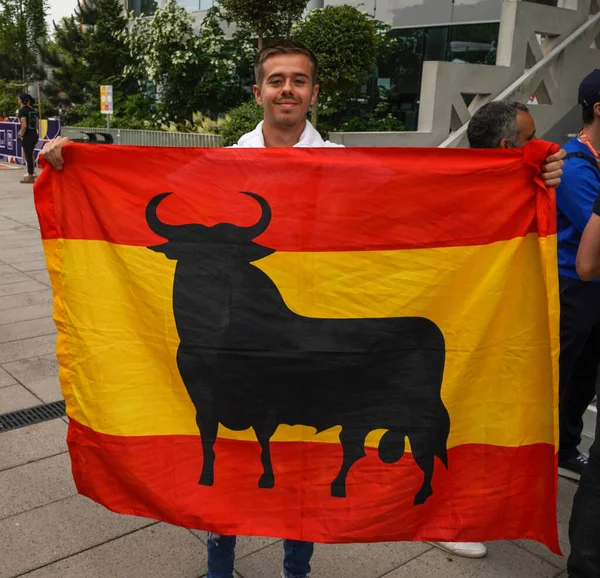 Parijs Frankrijk Juni 2022 Spaanse Tennisfan Steunt Grand Slam Kampioen — Stockfoto