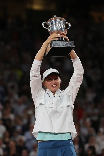 Parijs Frankrijk Juni 2022 Roland Garros 2022 Kampioen Iga Swiatek — Stockfoto