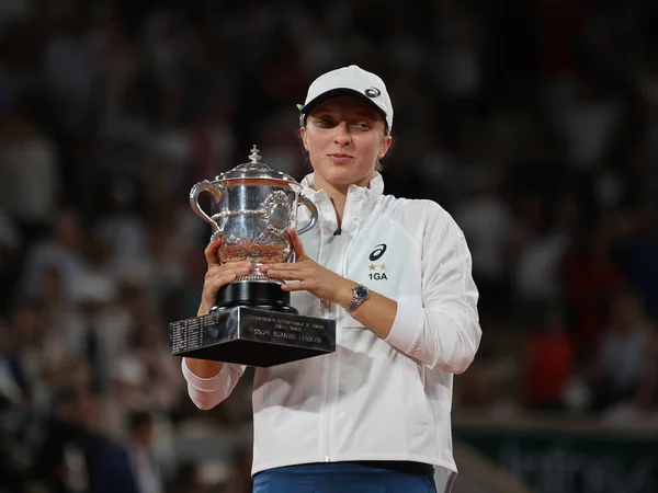 París Francia Junio 2022 Campeona Polonia Roland Garros 2022 Iga — Foto de Stock