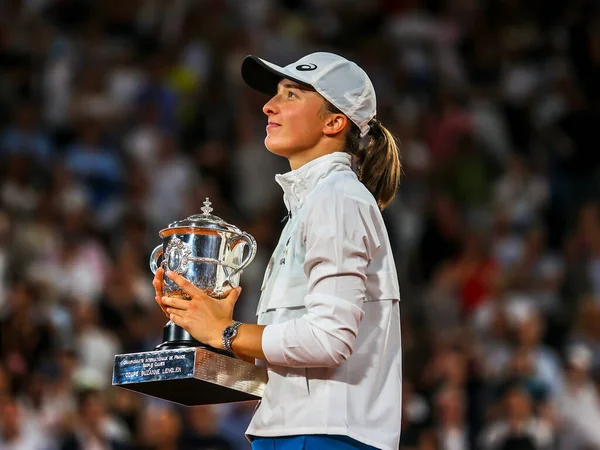 París Francia Junio 2022 2022 Campeona Roland Garros Iga Swiatek — Foto de Stock