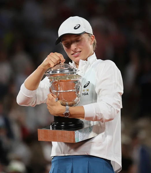 Paris França Junho 2022 2022 Roland Garros Champion Iga Swi — Fotografia de Stock