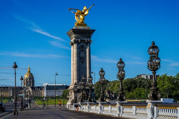 Dekket Pont Alexandre Iii Hotel Des Invalides Paris Frankrike – stockfoto