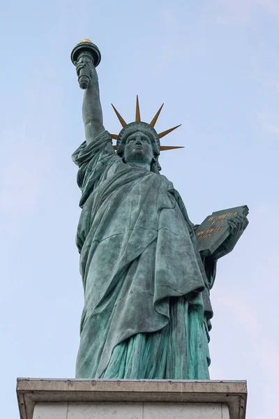 Frihetsgudinnan Ile Aux Cygnes Floden Seine Paris Den Största Repliken — Stockfoto