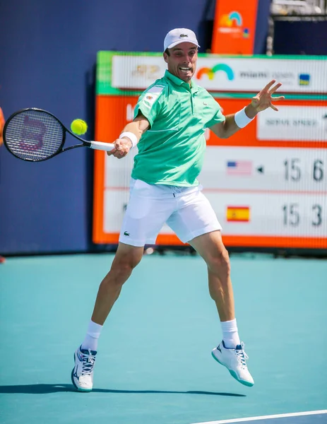 Miami Gardens Florida März 2022 Tennisprofi Roberto Bautista Agut Aus — Stockfoto