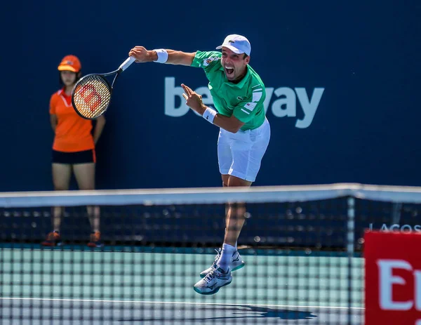 Miami Gardens Florida Marzo 2022 Jugador Tenis Profesional Roberto Bautista — Foto de Stock