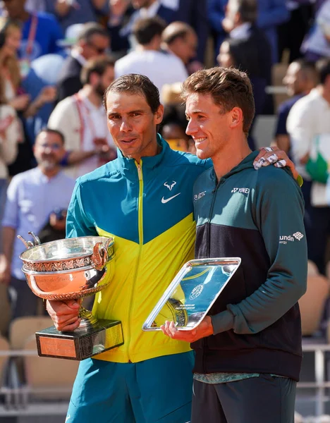 Paris Frankreich Juni 2022 Roland Garros Champion Rafael Nadal Und — Stockfoto