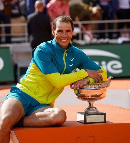 Paris France June 2022 2022 Roland Garros Champion Rafael Nadal — Foto de Stock