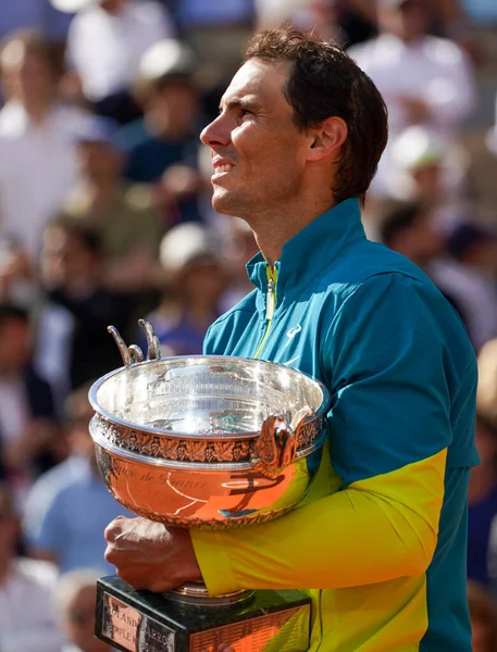 Paříž Francie Června 2022 2022 Roland Garros Champion Rafael Nadal — Stock fotografie