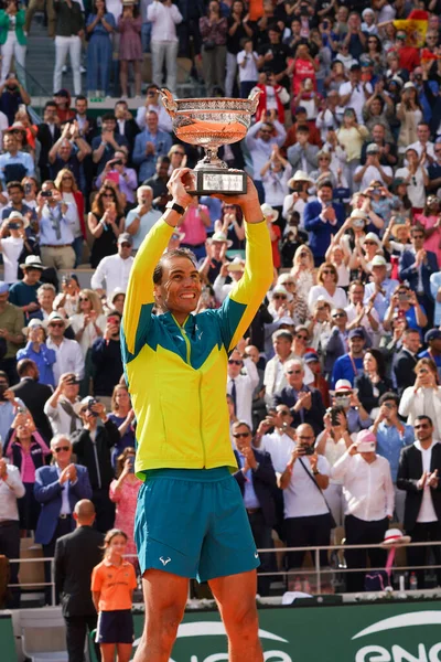 Paris France June 2022 2022 Roland Garros Champion Rafael Nadal — Fotografia de Stock