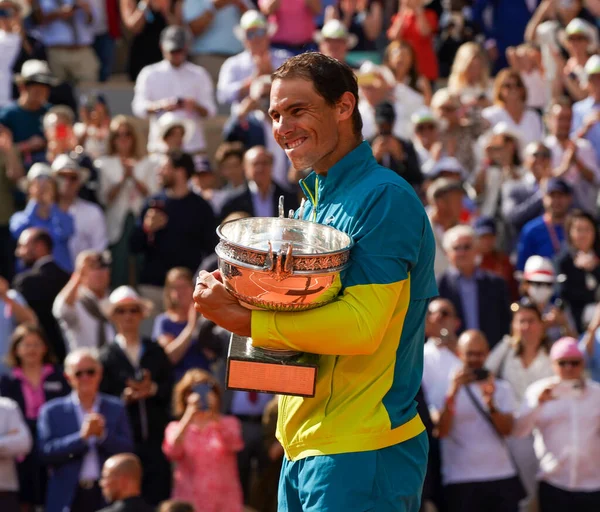 Parijs Frankrijk Juni 2022 2022 Roland Garros Kampioen Rafael Nadal — Stockfoto