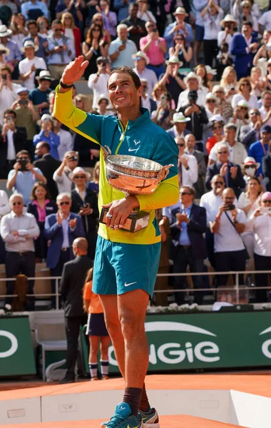 Paris France June 2022 2022 Roland Garros Champion Rafael Nadal — Stock Photo, Image