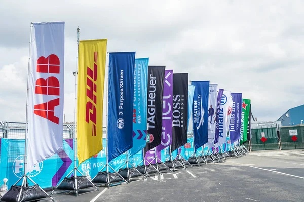 New York July 2021 Numerous Sponsors Flags Next Track Prepared — Foto de Stock