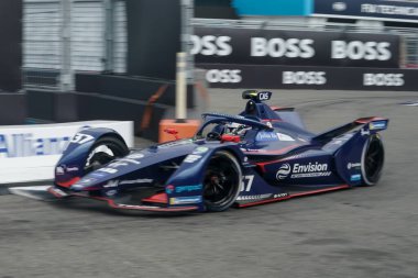NEW YORK - 10 Temmuz 2021: Envision Yarış Takımı 'ndan Nick Cassidy (37) 2021 ABB Formula E Dünya Şampiyonası' nda Formula E-Prix yarışı 10 'da Red Hook
