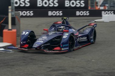 NEW YORK - 10 Temmuz 2021: Envision Yarış Takımı 'ndan Nick Cassidy (37) 2021 ABB Formula E Dünya Şampiyonası' nda Formula E-Prix yarışı 10 'da Red Hook