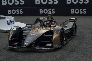 NEW YORK - 10 Temmuz 2021: DS TECHEETAH Ekibinden Antonio Felix Da Costa (13) 2021 ABB Formula E Dünya Şampiyonası 'nda Formula E-Prix 10 yarışında Red Hook