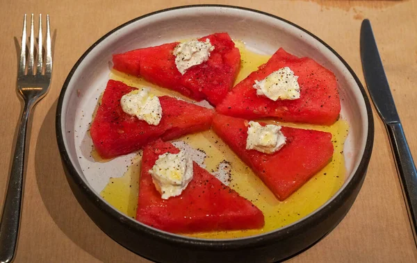 Watermelon Goat Cheese Salad — Φωτογραφία Αρχείου