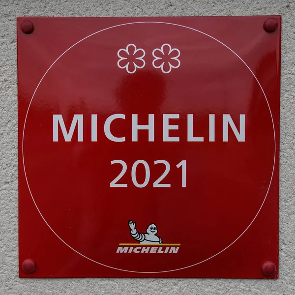 Reims France May 2022 Two Star Michelin Guide Plaque Two — Stockfoto